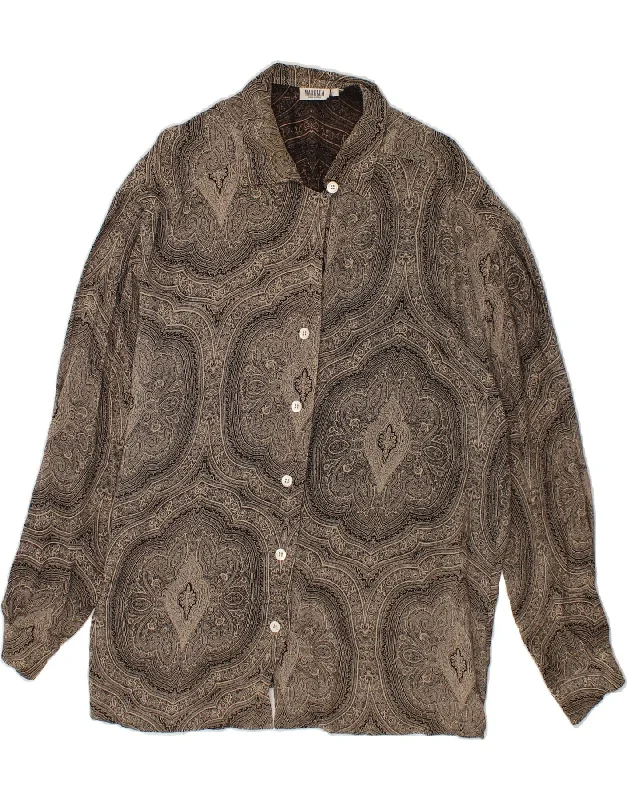 MARELLA Womens Shirt UK 14 Large Brown Paisley-- Anti-Pilling Machine Wash Handmade