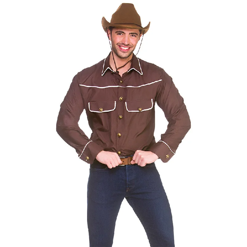 Western Cowboy Shirt-- Front Pockets Side Pockets Patch Pockets