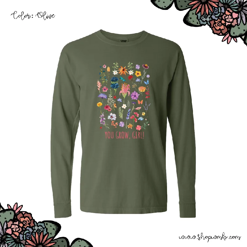 You Grow Girl LONG SLEEVE T-Shirt (S-3XL) - Multiple Colors!-- Welt Pockets Slit Pockets Flap Pockets You Grow Girl LONG SLEEVE T-Shirt (S-3XL) - Multiple Colors!-- Welt Pockets Slit Pockets Flap Pockets
