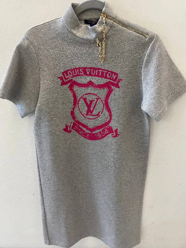 LOUIS VUITTON COAT OF ARMS T-SHIRT DRESS-- Solid Print Embellished