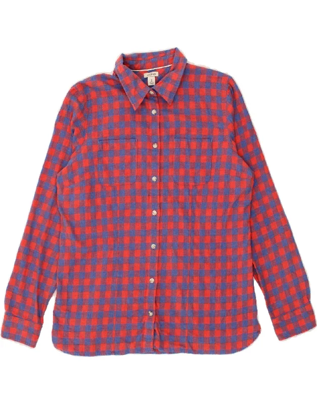 L.L.BEAN Womens Shirt UK 14 Medium Red Check-- Fleece Fabric Down Fabric Feather Fabric