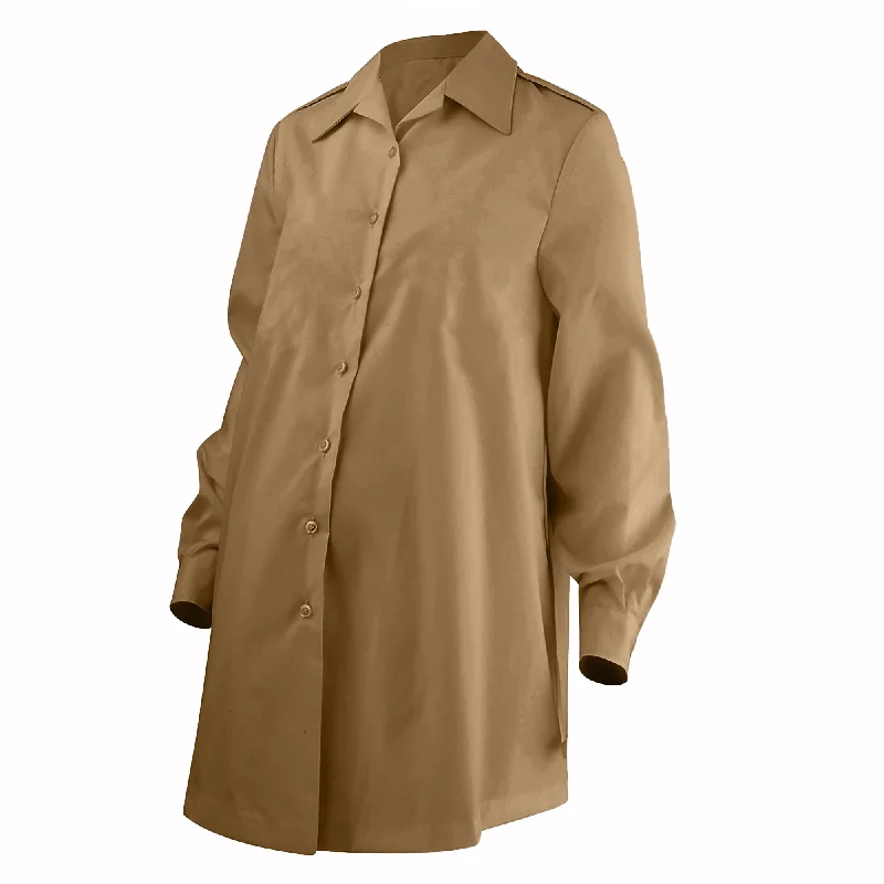 USMC Maternity Long Sleeve Khaki Shirt-- Welt Pockets Slit Pockets Flap Pockets