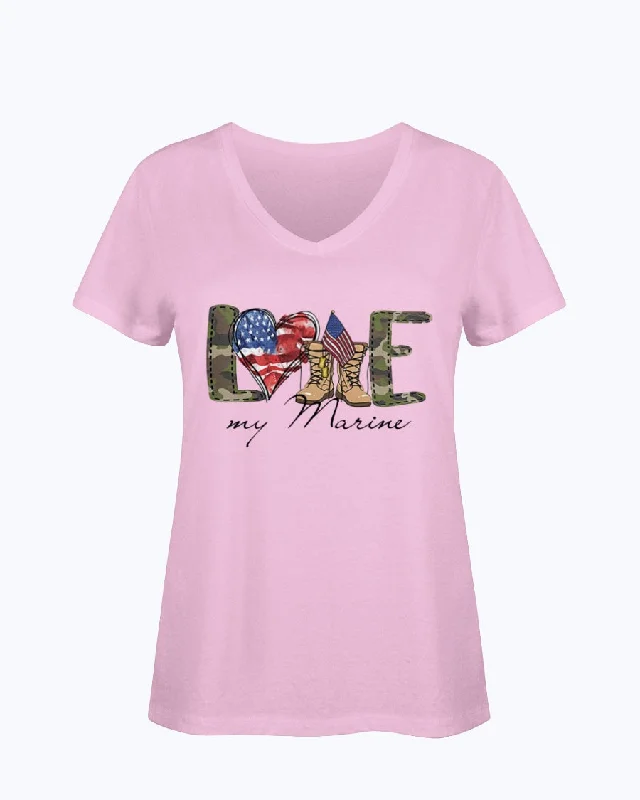 Marine Family Love My Symbols T-shirts-- Boxy Fit Fitted Loose