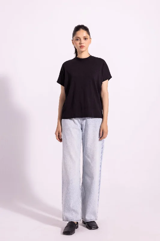 SOLID T-SHIRT (E1825/108/901)-- Sequined Glittery Shiny
