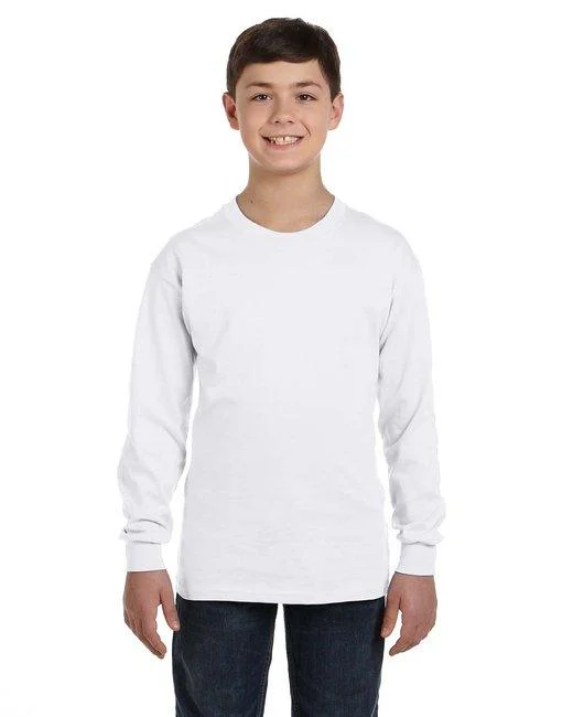 Gildan Youth Heavy Cotton  Long-Sleeve T-Shirt G540B (Pack of 6)-- Terry Blend Velvet Blend Canvas Blend