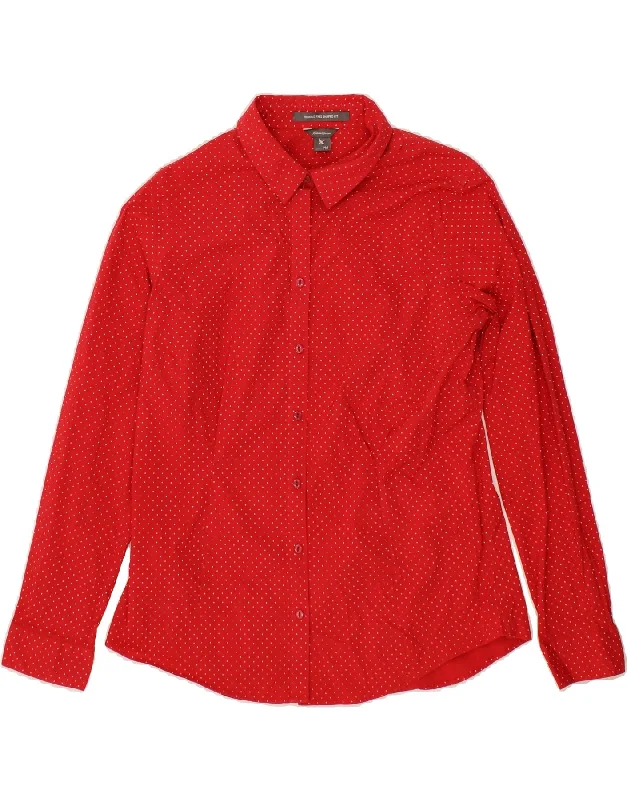 EDDIE BAUER Womens Shaped Fit Shirt UK 12 Medium Red Spotted Cotton-- Striped Floral Plaid EDDIE BAUER Womens Shaped Fit Shirt UK 12 Medium Red Spotted Cotton-- Striped Floral Plaid