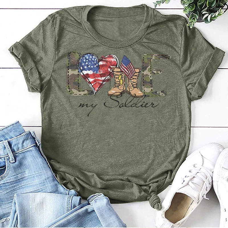 Army Family Love My Soldier Symbols T-shirts-- Casual Formal Business