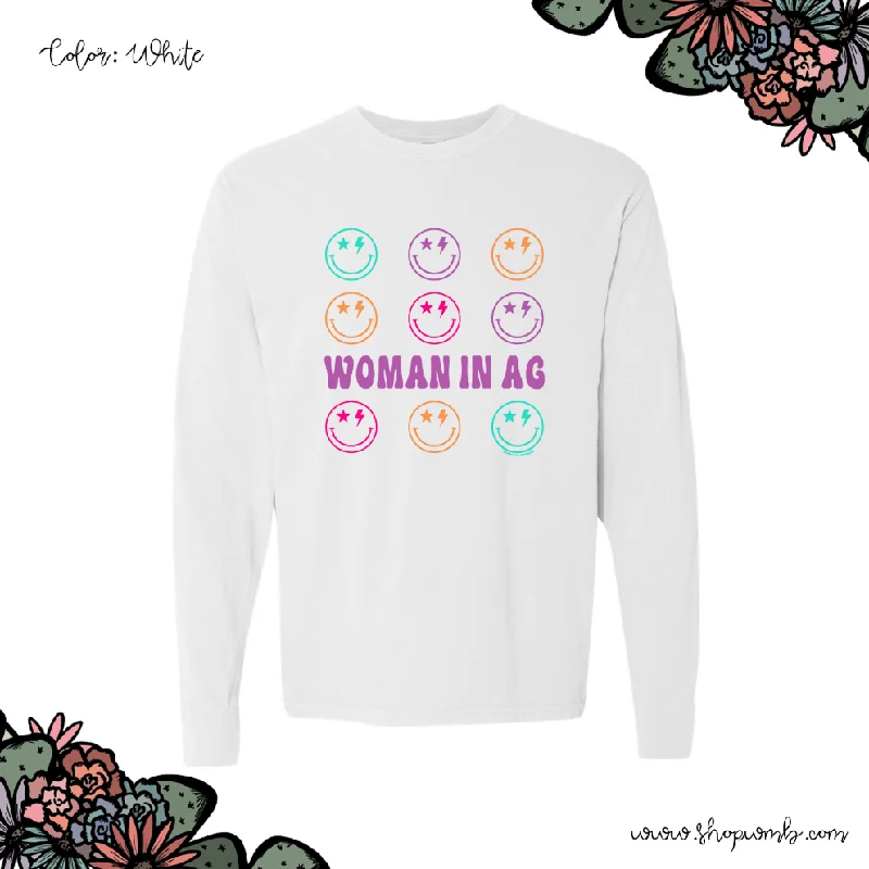 Retro Smile Woman In Ag LONG SLEEVE T-Shirt (S-3XL) - Multiple Colors!-- Faux Fur Fabric Real Fur Fabric Shearling Fabric Retro Smile Woman In Ag LONG SLEEVE T-Shirt (S-3XL) - Multiple Colors!-- Faux Fur Fabric Real Fur Fabric Shearling Fabric