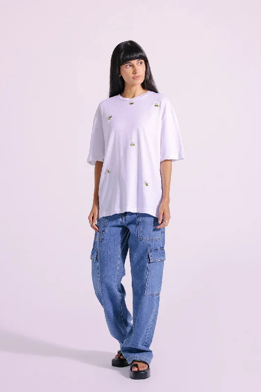 EMBELLISHED T-SHIRT (E1014/108/001)-- Striped Floral Plaid