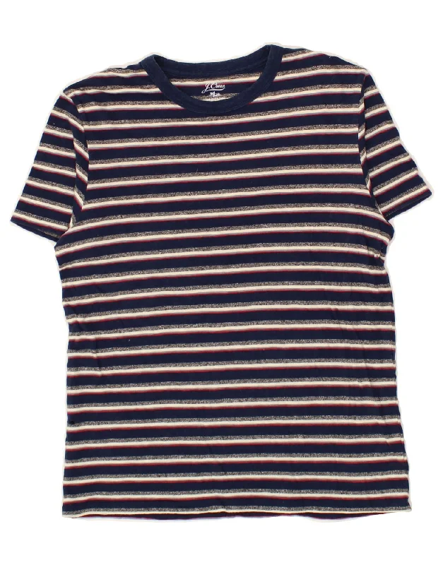 J. CREW Womens T-Shirt Top UK 10 Small Navy Blue Striped Cotton-- Ribbed Striped Patterned