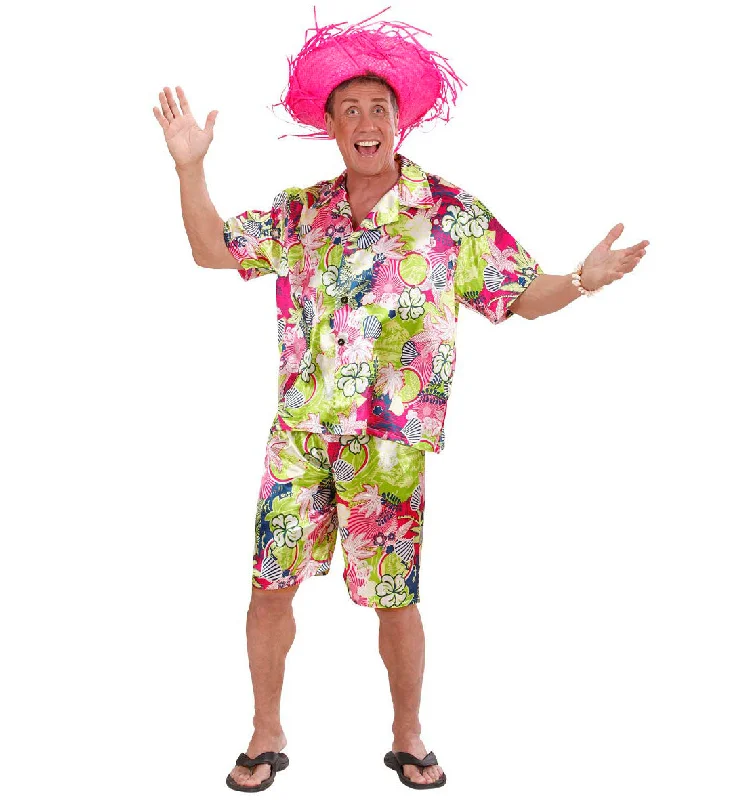 Hawaiian Shirt and Shorts Costume Multicoloured-- Lace Blend Ribbed Blend Corduroy Blend