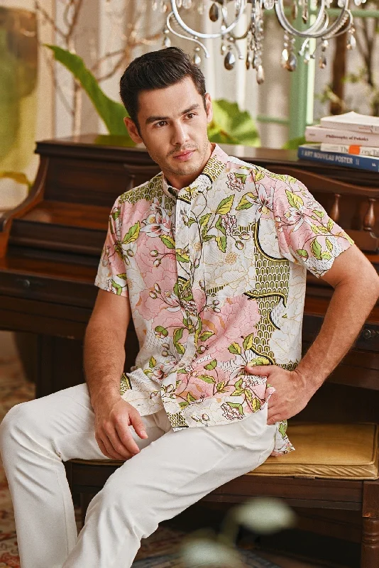 The Glow Men Batik Shirt - Blooms-- Fleece Nylon Spandex
