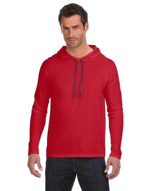 Gildan Adult Lightweight Long-Sleeve Hooded T-Shirt 987AN-- Solid Print Embellished
