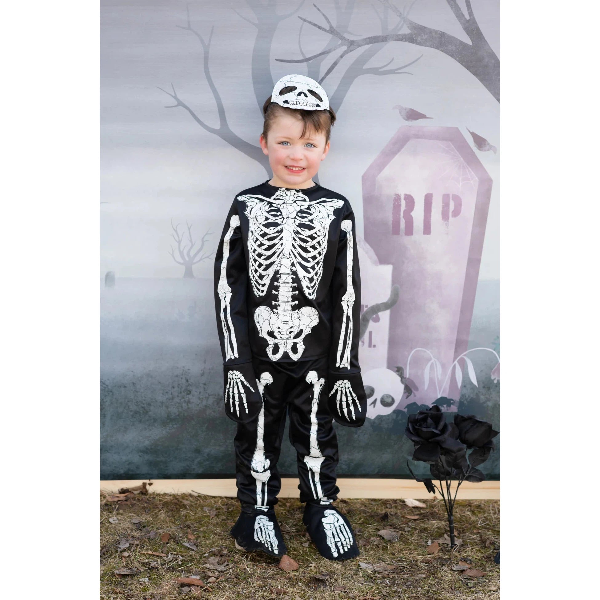 Great Pretenders Glow in the Dark Skeleton Shirt, Pants & Mask-- Seamless Knitted Crochet