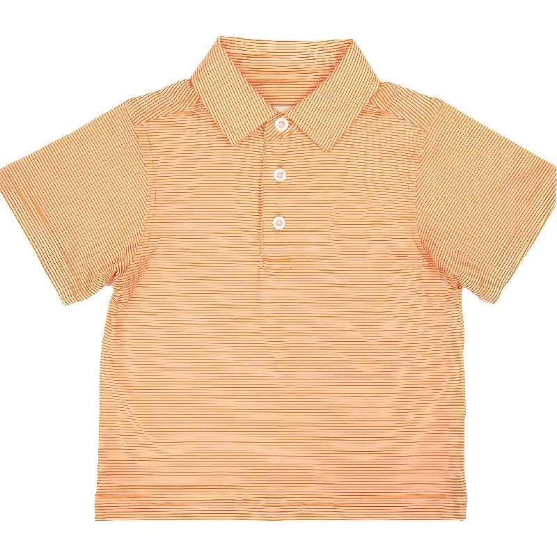 The Little Hills | Orange and White Striped Polo Shirt-- Layered Multi-layer Single Layer