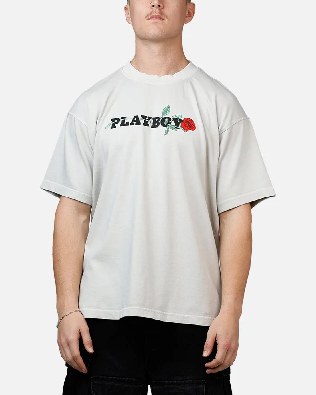 Playboy Rose Boxy T-Shirt Lunar Rock-- Denim Fabric Leather Fabric Suede Fabric
