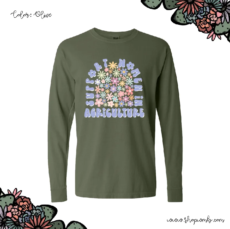 Spring Floral Support Women in Agriculture LONG SLEEVE T-Shirt (S-3XL) - Multiple Colors!-- Chenille Blend Fleece Blend Nylon Blend Spring Floral Support Women in Agriculture LONG SLEEVE T-Shirt (S-3XL) - Multiple Colors!-- Chenille Blend Fleece Blend Nylon Blend
