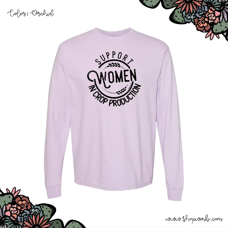 Support Women In Crop Production LONG SLEEVE T-Shirt (S-3XL) - Multiple Colors!-- Fleece Nylon Spandex Support Women In Crop Production LONG SLEEVE T-Shirt (S-3XL) - Multiple Colors!-- Fleece Nylon Spandex