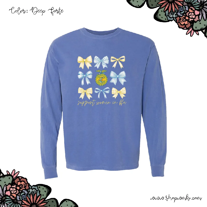 Support Women in FFA Bow LONG SLEEVE T-Shirt (S-3XL) - Multiple Colors!-- Graphic T-Shirt Round Neck Polyester Support Women in FFA Bow LONG SLEEVE T-Shirt (S-3XL) - Multiple Colors!-- Graphic T-Shirt Round Neck Polyester