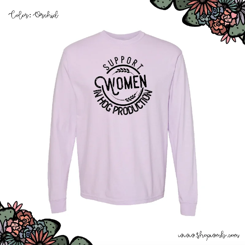 Support Women In Hog Production LONG SLEEVE T-Shirt (S-3XL) - Multiple Colors!-- Silk Blend Satin Velvet Support Women In Hog Production LONG SLEEVE T-Shirt (S-3XL) - Multiple Colors!-- Silk Blend Satin Velvet