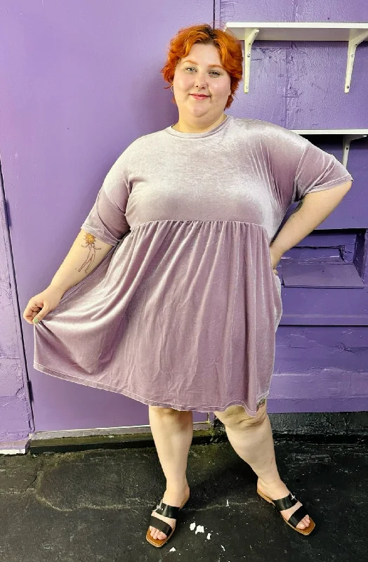 Urban Threads Pale Lavender Crushed Velvet Babydoll T-Shirt Dress, Size 22-- Embroidered Appliqued Beaded Urban Threads Pale Lavender Crushed Velvet Babydoll T-Shirt Dress, Size 22-- Embroidered Appliqued Beaded
