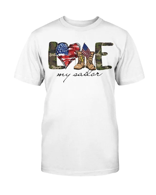 Navy Family Love My Sailor Symbols T-shirts-- Asymmetrical Pockets Print