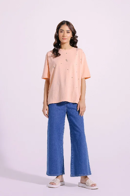 EMBELLISHED T-SHIRT (E1044/108/808)-- Rayon Fabric Velvet Fabric Corduroy Fabric