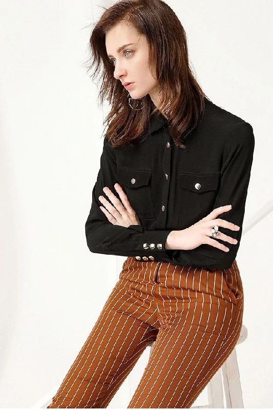Shirt Collar Tencel Blouse-- Wool Fabric Cashmere Fabric Tweed Fabric