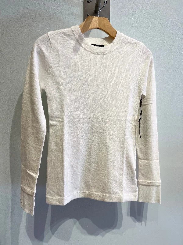 Brazeau Tricot - L/S Cotton Cashmere shirt in Pearl-- Denim Fabric Leather Fabric Suede Fabric