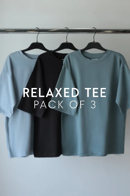 Pack Of 3 Relaxed T-Shirt-- Mesh Canvas Denim