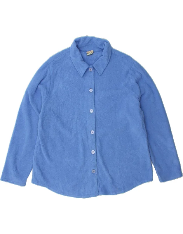 L.L.BEAN Womens Fleece Shirt UK 18 XL Blue Polyester-- Collared Crew Neck Turtle Neck
