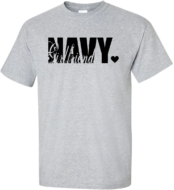 Navy Girlfriend Cute T-shirts-- Hooded Caped Shawl Collar