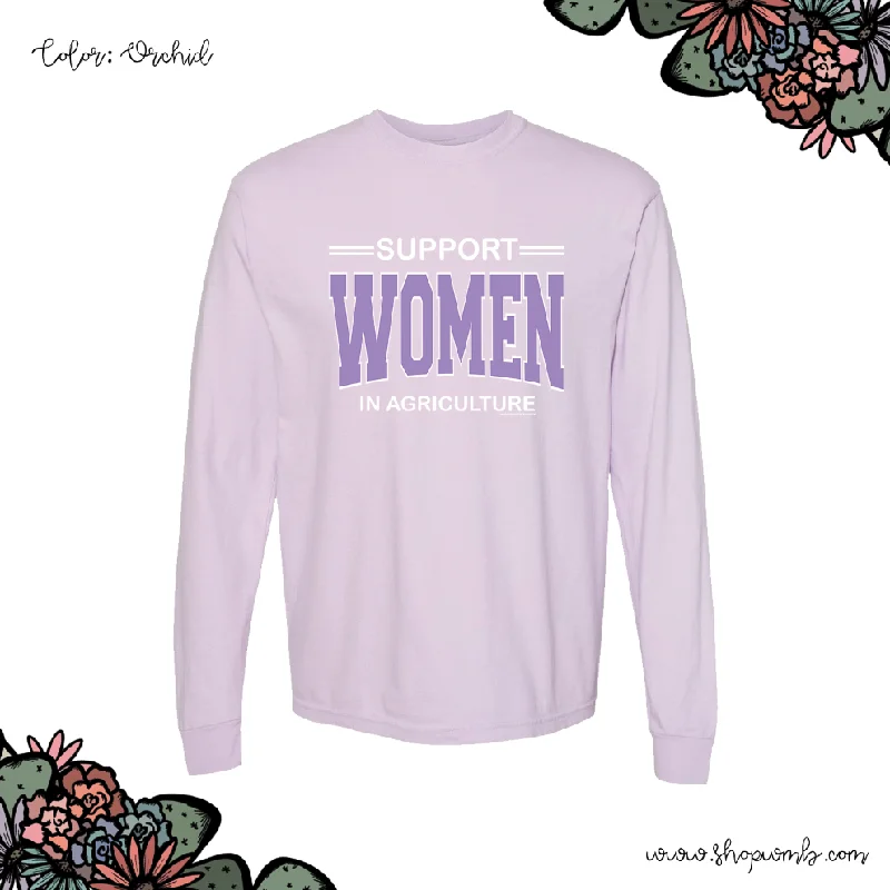 Support Women In Agriculture Purple Ink LONG SLEEVE T-Shirt (S-3XL) - Multiple Colors!-- Hooded Caped Shawl Collar Support Women In Agriculture Purple Ink LONG SLEEVE T-Shirt (S-3XL) - Multiple Colors!-- Hooded Caped Shawl Collar