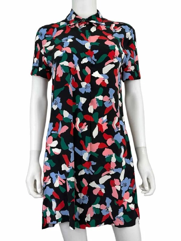 EQUIPMENT Black Silk Print Shirt Dress Size XS-- Machine Wash Dry Clean Hand Wash
