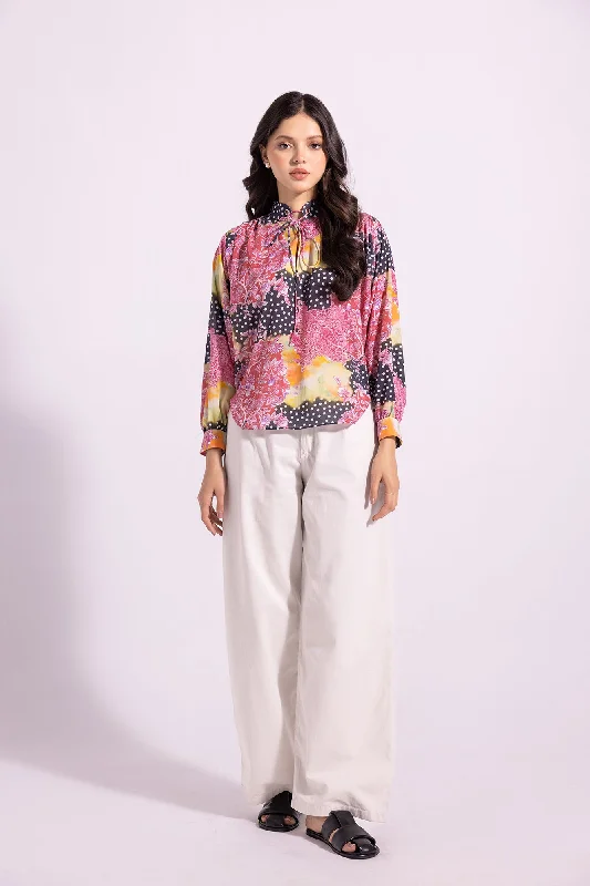 PRINTED SHIRT (E1671/108/417)-- Spandex Blend Rayon Blend Denim Blend