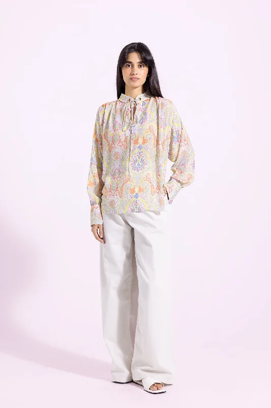 PRINTED SHIRT (E1651/108/006)-- Hooded Caped Shawl Collar