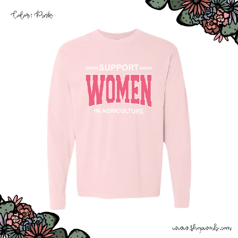 Support Women In Agriculture Pink Ink LONG SLEEVE T-Shirt (S-3XL) - Multiple Colors!-- Notch Collar Peter Pan Collar Cowl Neck Support Women In Agriculture Pink Ink LONG SLEEVE T-Shirt (S-3XL) - Multiple Colors!-- Notch Collar Peter Pan Collar Cowl Neck
