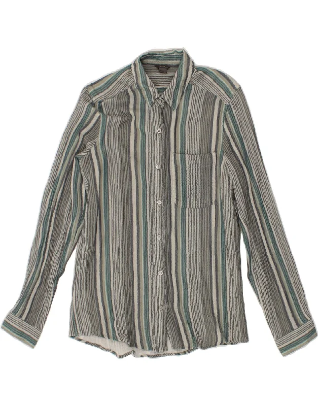 EDDIE BAUER Womens Shirt UK 10 Small Multicoloured Striped Cotton-- Hooded Caped Shawl Collar EDDIE BAUER Womens Shirt UK 10 Small Multicoloured Striped Cotton-- Hooded Caped Shawl Collar
