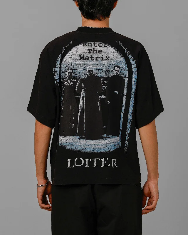 Loiter The Matrix Boxy T-Shirt Washed Black-- Polka Dot Checkered Tartan