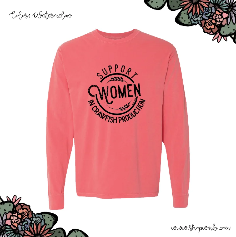 Support Women In Crawfish Production LONG SLEEVE T-Shirt (S-3XL) - Multiple Colors!-- Front Pockets Side Pockets Patch Pockets Support Women In Crawfish Production LONG SLEEVE T-Shirt (S-3XL) - Multiple Colors!-- Front Pockets Side Pockets Patch Pockets