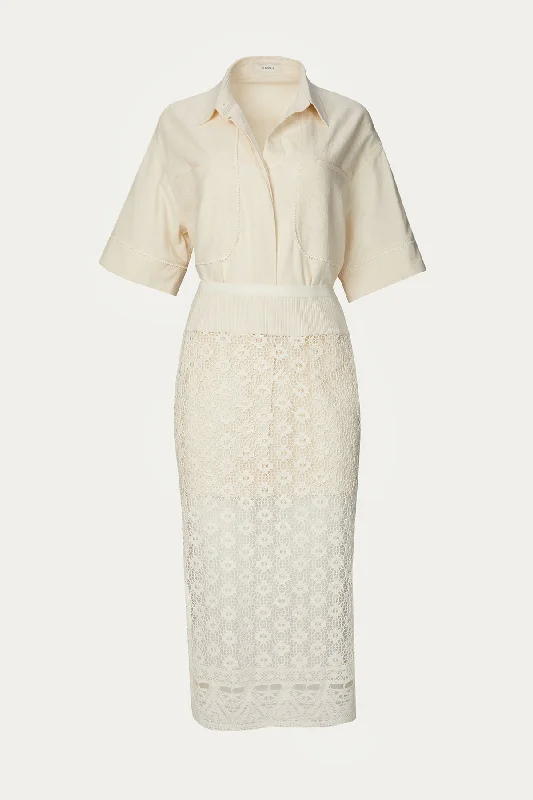 SHIRT AND CROCHET LACE SKIRT SET-- Machine Wash Dry Clean Hand Wash