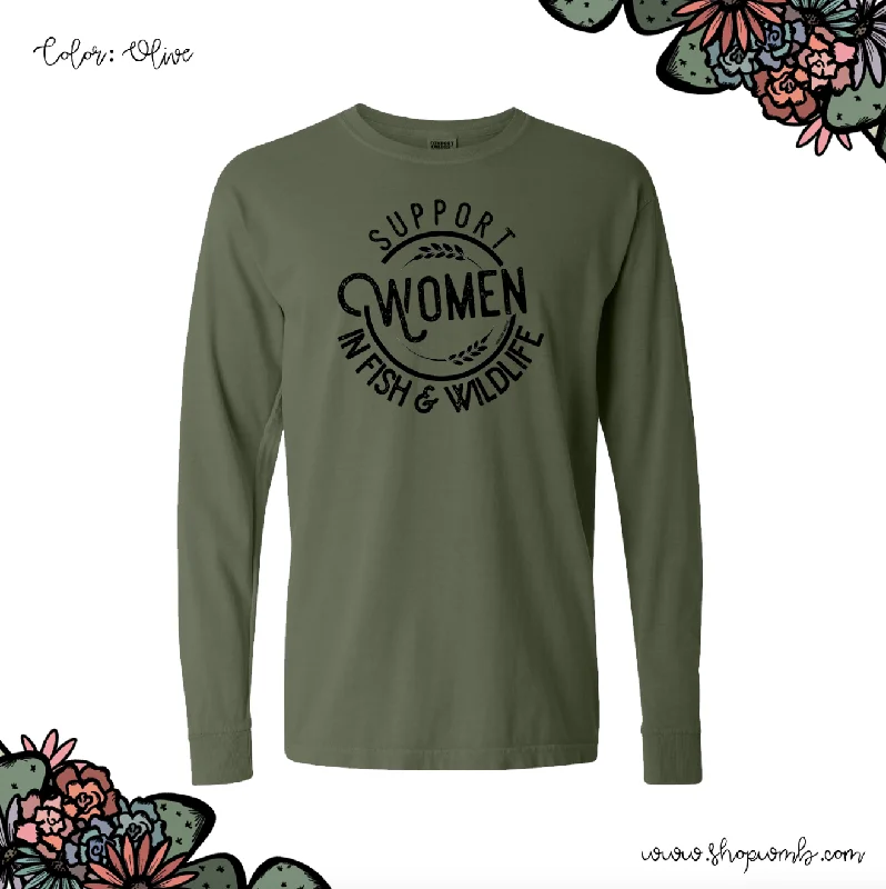 Support Women In Fish & Wildlife LONG SLEEVE T-Shirt (S-3XL) - Multiple Colors!-- Hooded Caped Shawl Collar Support Women In Fish & Wildlife LONG SLEEVE T-Shirt (S-3XL) - Multiple Colors!-- Hooded Caped Shawl Collar