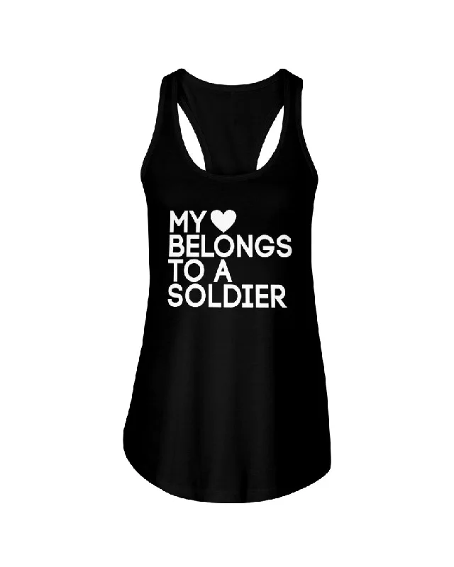 Heart Belongs Army Mom Wife Girlfriend T-shirts-- Cozy Warm Stylish