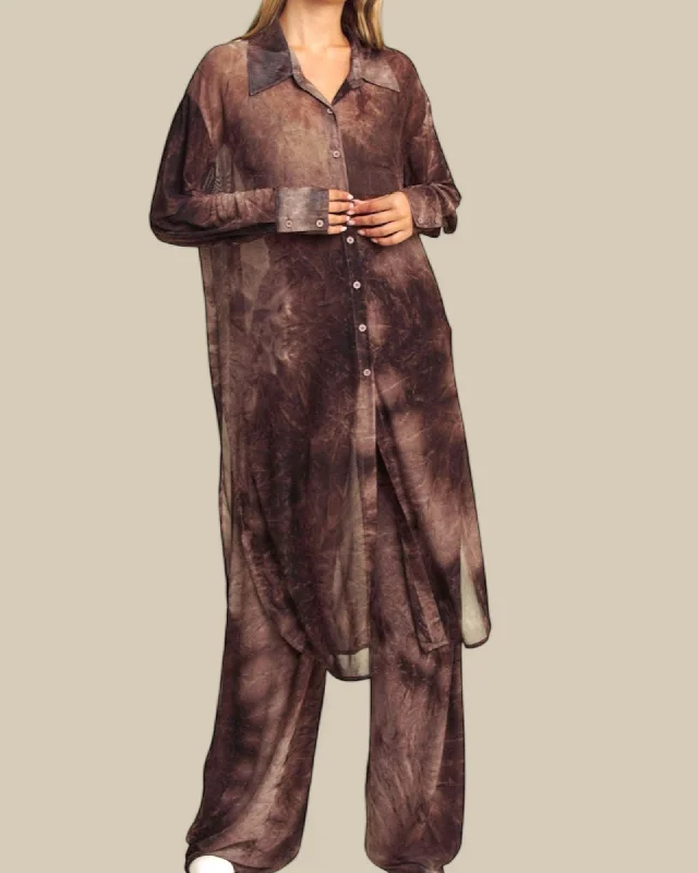 Mocha Dreams 2 Piece Shirt and Pants Set-- Rayon Velvet Corduroy