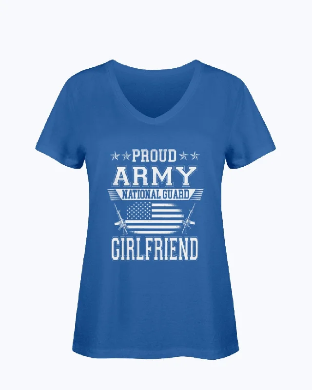Proud Army National Guard Girlfriend T-shirts-- Silk Blend Satin Velvet