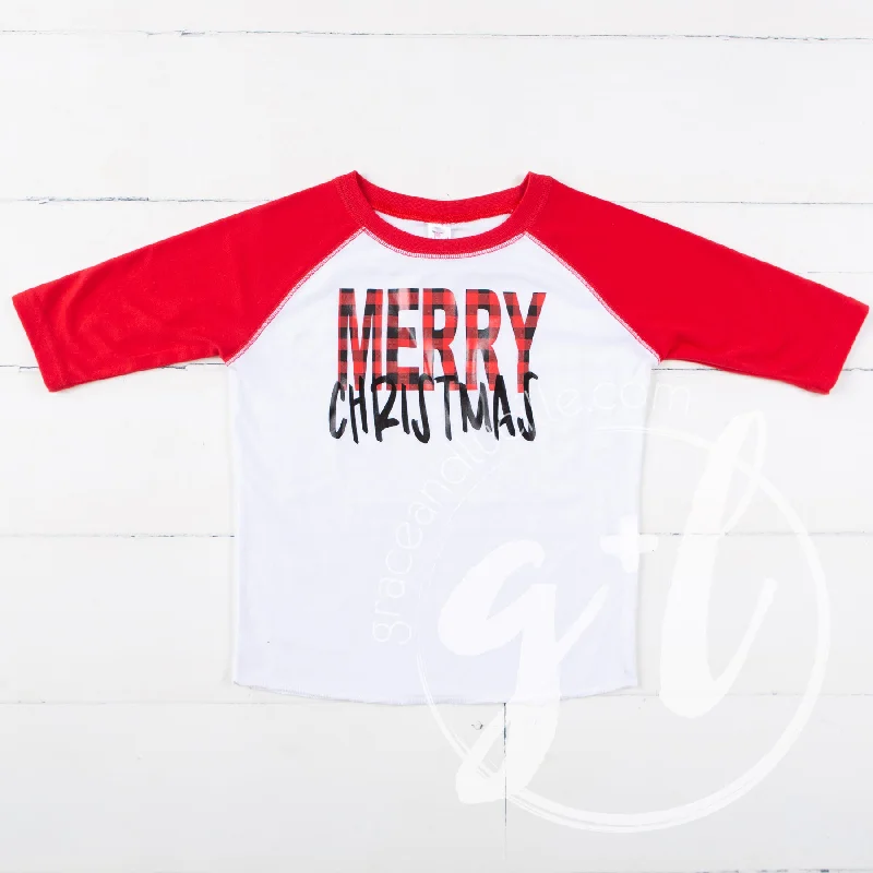 Boys Merry Christmas Raglan Tee Shirt, Buffalo Check Merry Christmas shirt-- Spandex Blend Rayon Blend Denim Blend Boys Merry Christmas Raglan Tee Shirt, Buffalo Check Merry Christmas shirt-- Spandex Blend Rayon Blend Denim Blend