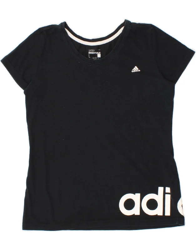 ADIDAS Womens Climalite Graphic T-Shirt Top UK 16/18 Large Black Cotton-- Print Jacquard Patchwork ADIDAS Womens Climalite Graphic T-Shirt Top UK 16/18 Large Black Cotton-- Print Jacquard Patchwork