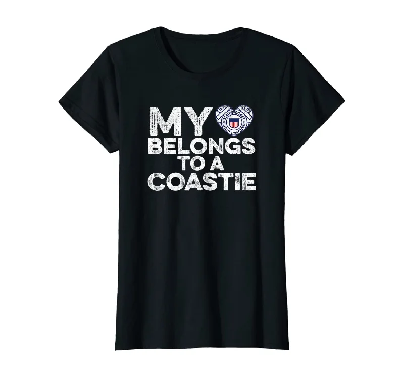 My Heart Belongs Coast Guard Wife T-shirts-- Welt Pockets Slit Pockets Flap Pockets