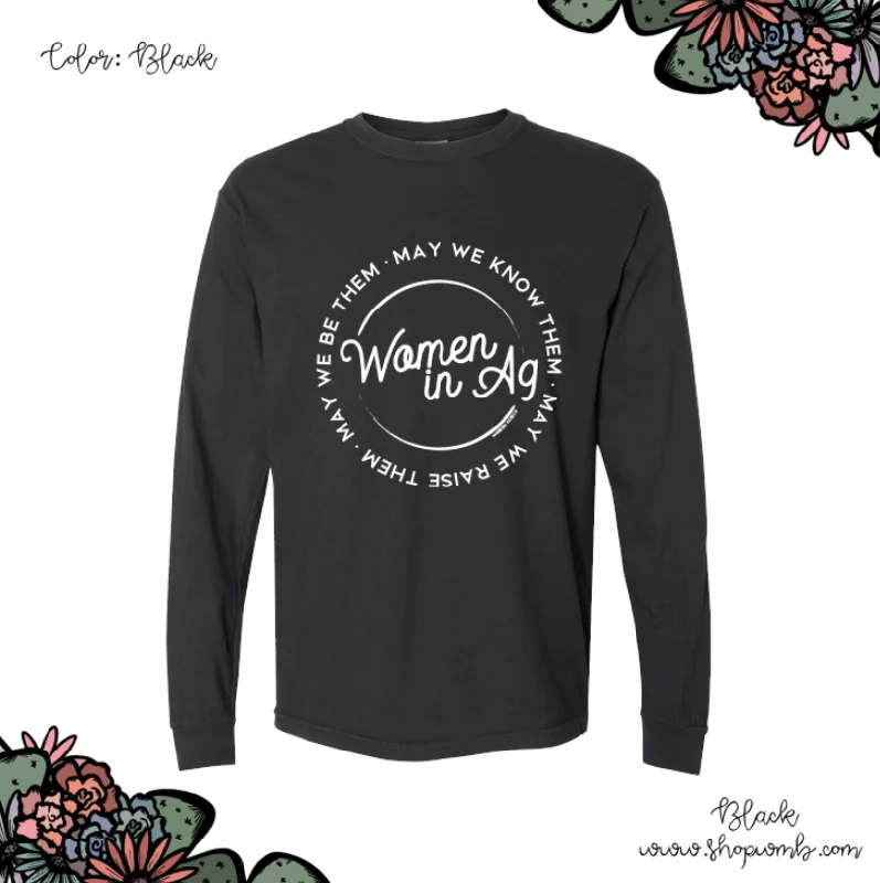 Women in Ag Circle White Ink LONG SLEEVE T-Shirt (S-3XL) - Multiple Colors!-- Striped Floral Plaid Women in Ag Circle White Ink LONG SLEEVE T-Shirt (S-3XL) - Multiple Colors!-- Striped Floral Plaid