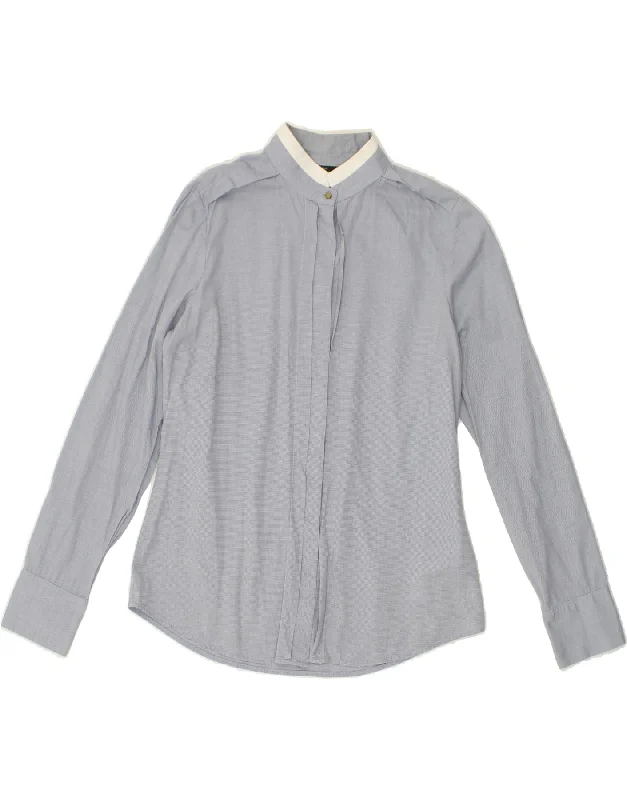 MASSIMO DUTTI Womens Shirt EU 40 Medium Blue Pinstripe Cotton-- Cozy Warm Stylish